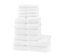Optimal Products NEW 10 PCS TOWEL BALE SET 100% COMBED COTTON SOFT FACE HAND BATH BATHROOM TOWELS (White)