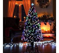 Optimal Products New Christmas Tree X-Mas Tree Fiber Optic Color Changing Multi Colour Led Lights with Star Free Standing Indoor Tree Lights Xmas Gift (5 FT)