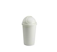 Optimal Products Plastic Bullet Bin 50/30 Litre Rubbish Waste Bins Kitchen Home Office Dustbin Flap Lid Recycling Indoor Storage Bins Trash Can (Cream, 30 L Litre)