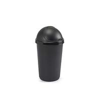 Optimal Products Plastic Bullet Bin 50/30 Litre Rubbish Waste Bins Kitchen Home Office Dustbin Flap Lid Recycling Indoor Storage Bins Trash Can (Black, 30 L Litre)