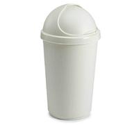 Optimal Products Plastic Bullet Bin 50/30 Litre Rubbish Waste Bins Kitchen Home Office Dustbin Flap Lid Recycling Indoor Storage Bins Trash Can (Cream, 50 L Litre)