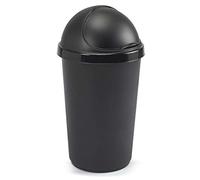 Optimal Products Plastic Bullet Bin 50/30 Litre Rubbish Waste Bins Kitchen Home Office Dustbin Flap Lid Recycling Indoor Storage Bins Trash Can (Black, 50 L Litre)