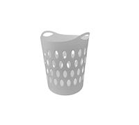 Optimal Products Plastic Laundry 50L Basket Home Clothes Washing Large Flexible Basket Tall UK (Grey)