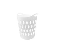 Optimal Products Plastic Laundry 50L Basket Home Clothes Washing Large Flexible Basket Tall UK (White)
