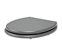 Optimal Products Plastic Slow Soft Close Toilet Seat Anti Bacterial Strong Hinges White & Grey Bathroom WC Oval Toilet Seats (Grey Plastic)