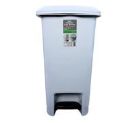 Optimal Products Plastic Square10,25 & 40L White & Grey Pedal Lid Bin Waste Garbage Indoor Outdoor Garden Kitchen Recycling DustBin (Light Grey, 40L)