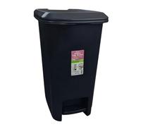 Optimal Products Plastic Square10,25 & 40L White & Grey Pedal Lid Bin Waste Garbage Indoor Outdoor Garden Kitchen Recycling DustBin (Black, 25L)