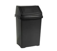 Optimal Products Plastic Swing Bin 50 15 25 8 Litre Home/Office/Kitchen Rubbish Waste Dustbin Trash Swing Lid Bin (Midnight Black, 25l Litre)
