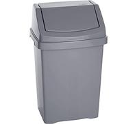 Optimal Products Plastic Swing Bin 50 15 25 8 Litre Home/Office/Kitchen Rubbish Waste Dustbin Trash Swing Lid Bin (Silver, 50l Litre)