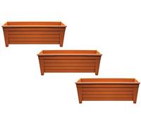 Optimal Products Plastic Trough Plant Pot Long Plastic Planter Outdoor Garden Herb Flower Box UK (55cm Trough Terracotta, 3)