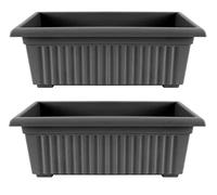 Optimal Products Plastic Trough Plant Pot Long Plastic Planter Outdoor Garden Herb Flower Box UK (70cm Trough Volcanic Ash, 2)