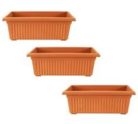 Optimal Products Plastic Trough Plant Pot Long Plastic Planter Outdoor Garden Herb Flower Box UK (70cm Trough Terracotta, 3)