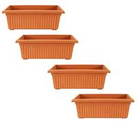 Optimal Products Plastic Trough Plant Pot Long Plastic Planter Outdoor Garden Herb Flower Box UK (70cm Trough Terracotta, 4)