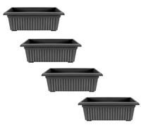 Optimal Products Plastic Trough Plant Pot Long Plastic Planter Outdoor Garden Herb Flower Box UK (70cm Trough Volcanic Ash, 4)