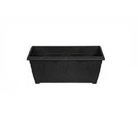 Optimal Products Plastic Window Planter Plant Pot Outdoor Garden Herb Flower Growbag Tray Broad Base Box Water Barrel (40cm Black)