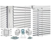 Optimal Products PVC Window Venetian Blinds Strong Trimmable Easy Fit Child Safe Home Office Blind Black Cream White Silver Teak And Natural (White, 90 x 213 cm)
