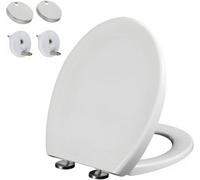 OPTIMAL PRODUCTS Quick Release Grey Pp Plastic Toilet Seat Soft Close Heavy Duty Universal Fit One Button O Shape
