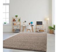 Optimal Products RECTANGULAR LIVING ROOM THICK LARGE SHAGGY RUG BEDROOM ANTI-SLIP NON-SLIP CARPET HALLWAY RUNNER RUGS (Light Beige, Medium (80x150CM))