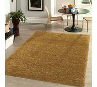 Optimal Products RECTANGULAR LIVING ROOM THICK LARGE SHAGGY RUG BEDROOM ANTI-SLIP NON-SLIP CARPET HALLWAY RUNNER RUGS (Gold, Small (60x110CM))