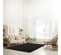 Optimal Products RECTANGULAR LIVING ROOM THICK LARGE SHAGGY RUG BEDROOM ANTI-SLIP NON-SLIP CARPET HALLWAY RUNNER RUGS (Black, Small (60x110CM))
