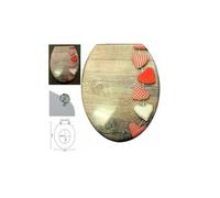 OPTIMAL PRODUCTS Red Hearts Design Soft Close Toilet Seat Novelty Design Strong Stainless Steel Hinges