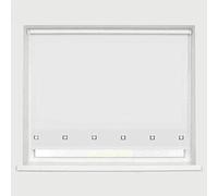 Optimal Products Roller Blinds Easy Fit Trimable Home Office Window Square Eyelet Fabric Blind 160cm Drop (White, 90 x 160 cm)
