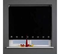 Optimal Products Roller Blinds Easy Fit Trimable Home Office Window Square Eyelet Fabric Blind 160cm Drop (Black, 90 x 160 cm)