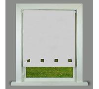 Optimal Products Roller Blinds Easy Fit Trimable Home Office Window Square Eyelet Fabric Blind 160cm Drop (White, 150 x 160 cm)