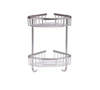 Optimal Products RUST FREE STAINLESS STEEL SHOWER CADDY RACK BATHROOM ORGANIZER CORNER SHELF & HOOKS (2-TIER STAINLESS STEEL CADDY)