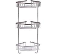 Optimal Products RUST FREE STAINLESS STEEL SHOWER CADDY RACK BATHROOM ORGANIZER CORNER SHELF & HOOKS (3-TIER STAINLESS STEEL CADDY)