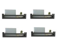 Optimal Products Spice Jar Rack Natural Wood Wooden Wall Mounted Shelves Racks Multi Use Books Shelf Kids Storage Stand Kitchen Bathroom Unit (Grey (60 x 10 x 9 cm), 4)