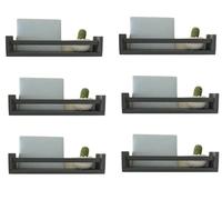 Optimal Products Spice Jar Rack Natural Wood Wooden Wall Mounted Shelves Racks Multi Use Books Shelf Kids Storage Stand Kitchen Bathroom Unit (Grey (60 x 10 x 9 cm), 6)