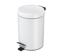 Optimal Products Stainless Steel Pedal Bin For Kitchen Bathroom Toilet Home Office Rubbish Paper Basket Tray (White, 3 Litre pedal Bin)