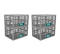 Optimal Products Strong Folding Collapsible Plastic Storage Crates Boxes Stackable Basket 32L (PACK OF 4)