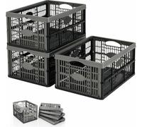 Optimal Products Strong Folding Collapsible Plastic Storage Crates Boxes Stackable Basket 32L (PACK OF 5)