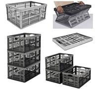 Optimal Products Strong Folding Collapsible Plastic Storage Crates Boxes Stackable Basket 32L (PACK OF 5)