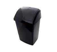 Optimal Products Swing Bins Plastic Swing Top Rubbish Waste Bin Office Bedroom Kitchen Paper Dustbin Trash Bin Swing Lid (Black, 10l Litre)