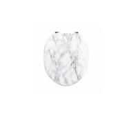 OPTIMAL PRODUCTS White Soft Close Marble Effect Loo Seat Wood Mdf Stainless Steel Hinges Anti Bacterial New