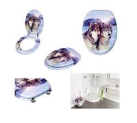 OPTIMAL PRODUCTS Wolf Design Toilet Seat Novelty Design Strong Stainless Steel Hinges.