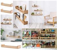 Optimal Products WOODEN 2 or 3 TIER SPICE HERBS JARS RACK HOLDER STAND NATURAL WALL MOUNTED OR FREE STANDING STORAGE (SET OF 2 (60CM LONG))