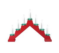 Optimal Products Wooden Christmas Candle Bridge 7 LED Light Up Arch Window Xmas Decoration Lights UK (Red)