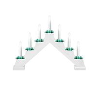 Optimal Products Wooden Christmas Candle Bridge 7 LED Light Up Arch Window Xmas Decoration Lights UK (White)