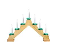 Optimal Products Wooden Christmas Candle Bridge 7 LED Light Up Arch Window Xmas Decoration Lights UK (Pine)