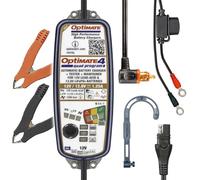 OptiMate 4 Quad Program Premium Lead Acid and Lithium Battery Charger - Includes lead for BMW accessory socket