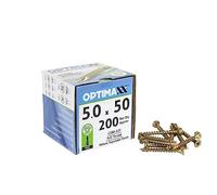 Optimaxx C288-525 Premium Woodscrews, Wood Screws, Wood Fixings, Gold, Various Sizes 3.5-6mm