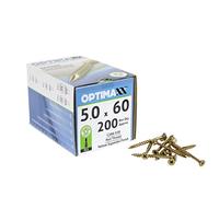 OPTIMAXX Woodscrews - 5.0 x 60mm - Box of 100 - Self-Countersinking Head - Double Reinforced Collar - Razor Sharp Point