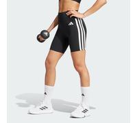 adidas Women's Optime Essentials 3Stripes Short Leggings, Black/White, XXS 5 inch