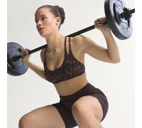 adidas Optime Leopard Strappy Light Support Bra, Brown, Size M, Women Brown