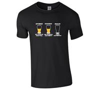 Optimist Realists Glass Half Full, Half Empty I Need Another Pint T Shirt Philosophy Beer Lover Hope Motivational Unisex Gift Adult Kids Tee Top Black