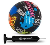 Optimum All-Surface Street Football for Concrete, Cage, Grass & Astroturf (Multi-coloured + Pump, 3)
